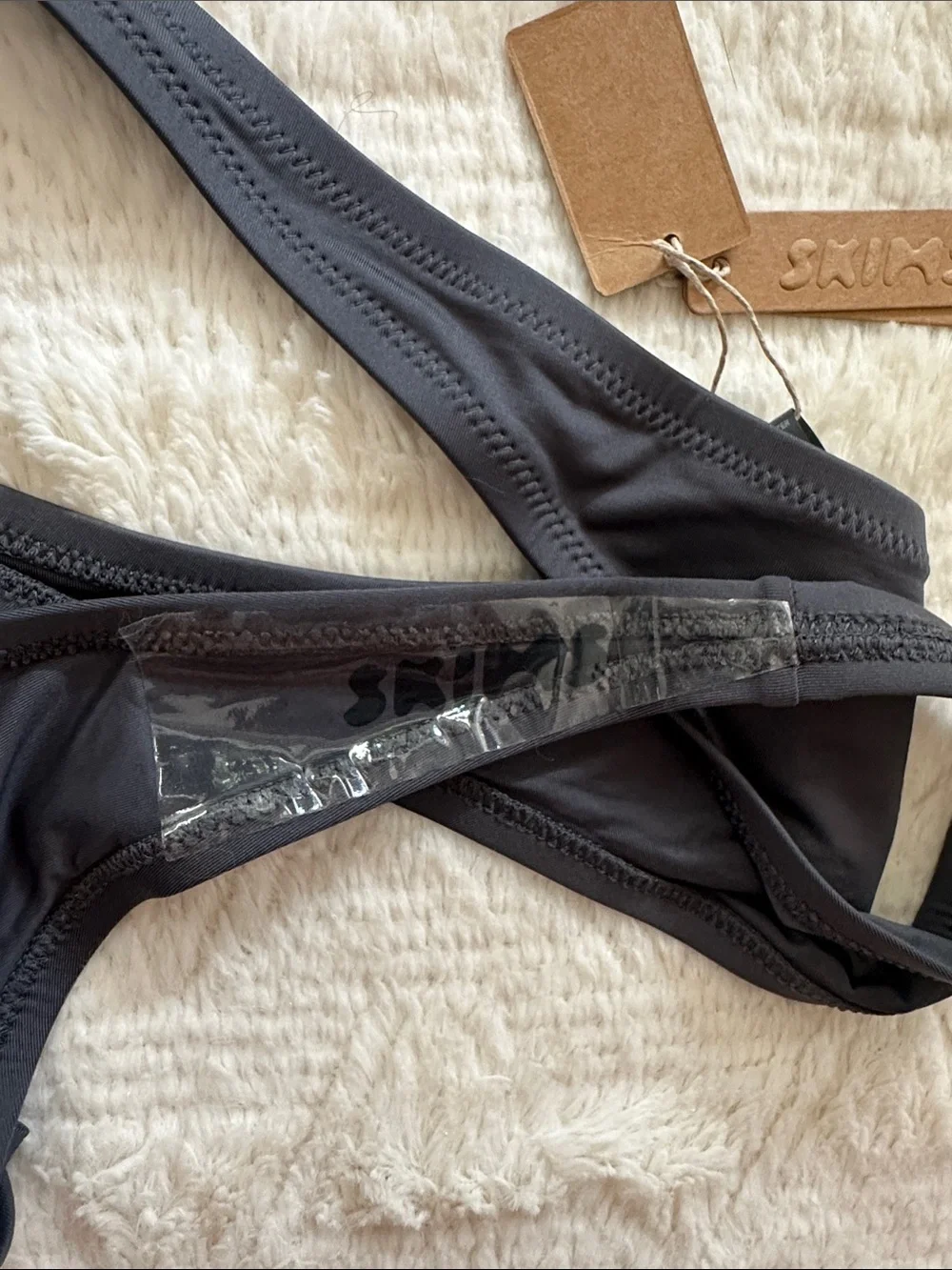 SKIMS Signature Swim Thong in Gunmetal NWT